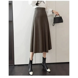 Vegan Leather Midi Skirt In Black - Brown / s - St Vesti | All Womens Skirts Leather Skirts And Maxi Skirts