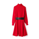 Vera Chucky Sweater Knitted Crew Neck Midi Dress - Red / One Size - St Vesti