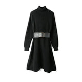 Vera Chucky Sweater Knitted Crew Neck Midi Dress - Black / One Size - St Vesti