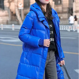 Women’s Travel-lite Long Line Hooded Puffer Jacket - Blue / m - St Vesti | Coats & Jackets