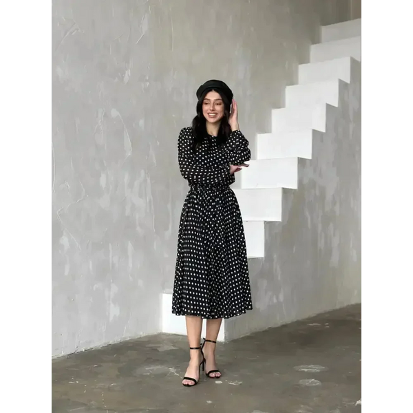 Zebra Polka Dot Black & White Midi Dress - St Vesti | All Dresses - Cocktail Dresses Formal Dresses + More.