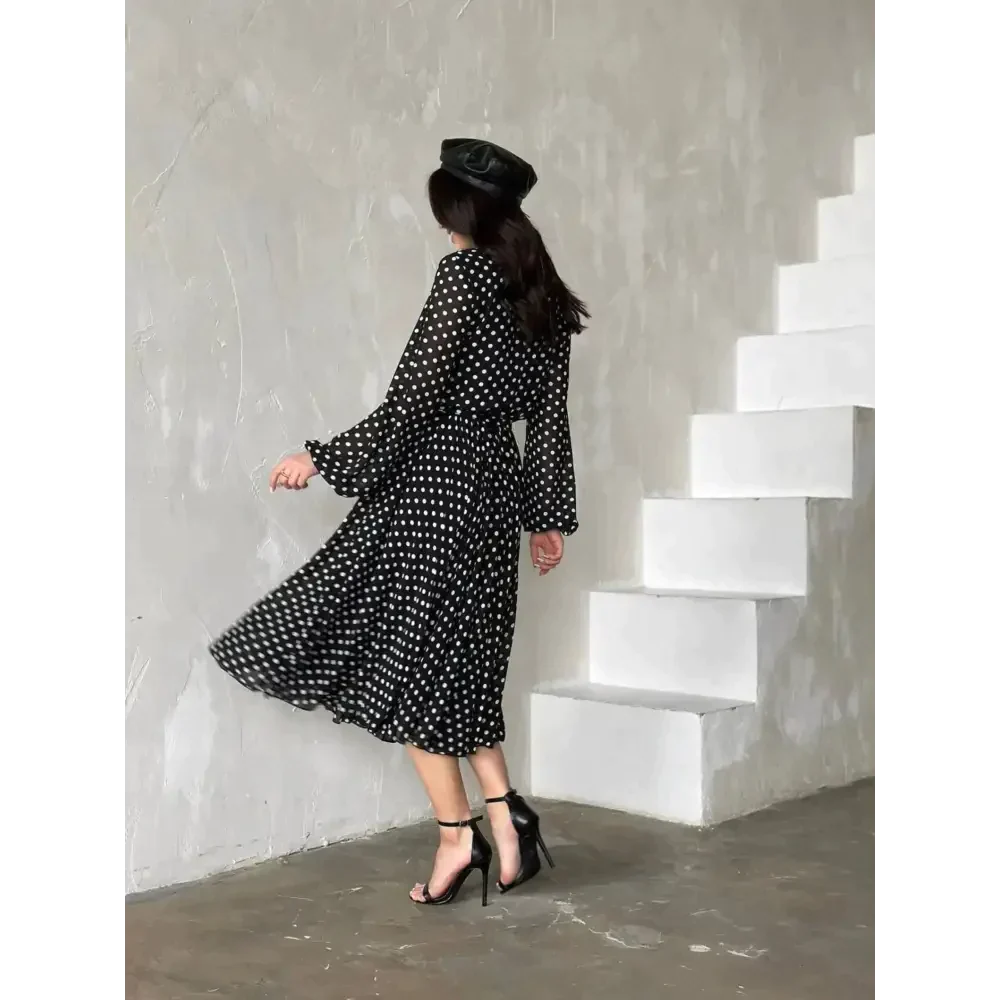 Zebra Polka Dot Black & White Midi Dress - St Vesti | All Dresses - Cocktail Dresses Formal Dresses + More.