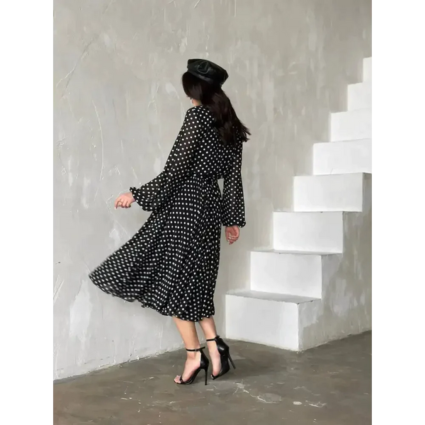 Zebra Polka Dot Black & White Midi Dress - St Vesti | All Dresses - Cocktail Dresses Formal Dresses + More.